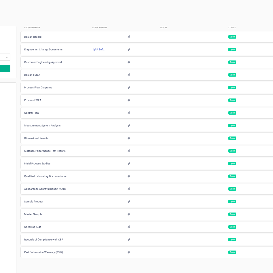 PPAP Yönetim ekran görüntüsü
