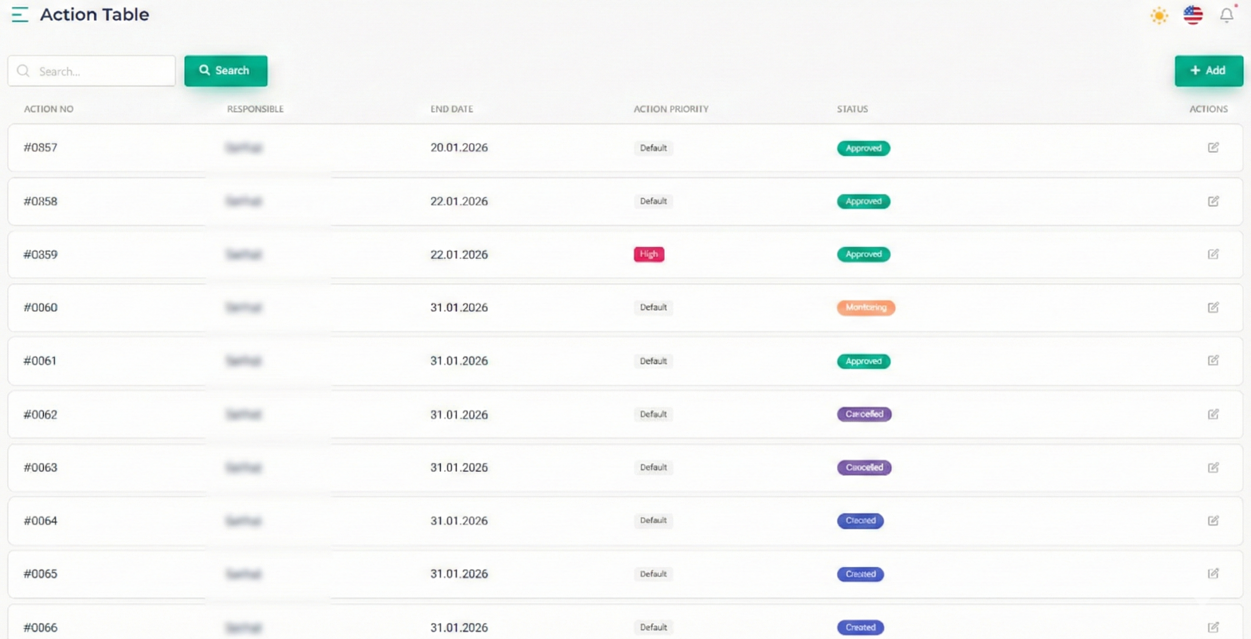 Aksiyon Modülu Liste